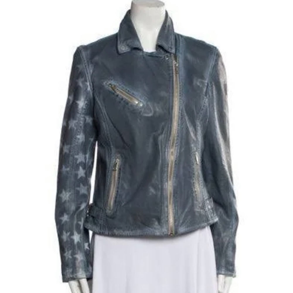 COPY - $298 NWOT • Mauritius Lamb Leather Biker Jacket - Size 6